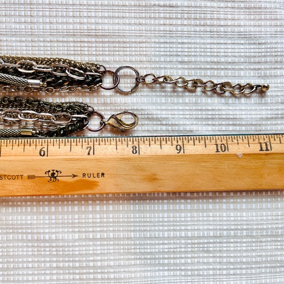 Mixed Metal Chain Layered Necklace & Cuff Set Apocalyptic Dystopian Grunge - Picture 13 of 16